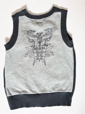 Vintage Mexx Kids Biker Graphic Sweater Vest 12M-24M Tattoo Aesthetic Grunge Alt